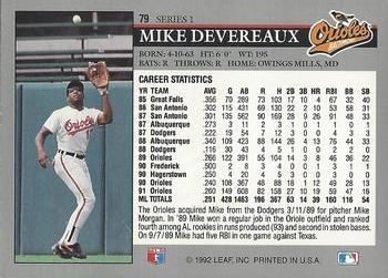 Mike Devereaux  baseball card collectible - Main Image 2