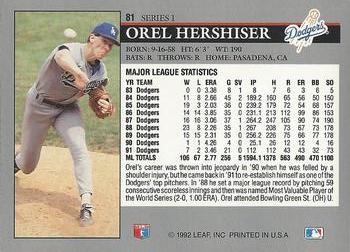 Orel Hershiser  baseball card collectible - Main Image 2