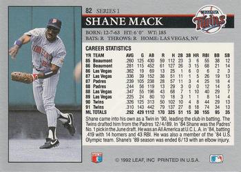 Shane Mack  baseball card collectible - Main Image 2