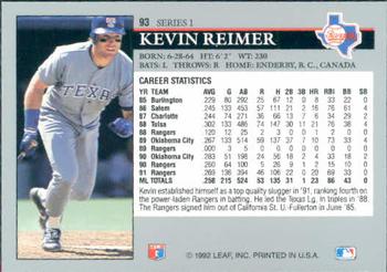Kevin Reimer  baseball card collectible - Main Image 2