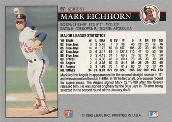 Mark Eichhorn  baseball card collectible - Main Image 2