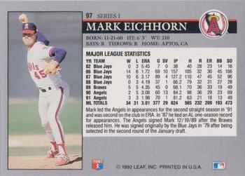 Mark Eichhorn  baseball card collectible - Main Image 2