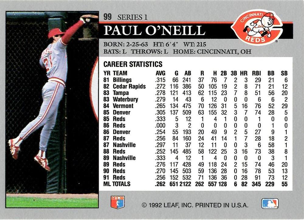 Paul O’Neill  baseball card collectible - Main Image 2