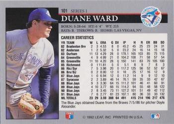 Duane Ward  baseball card collectible - Main Image 2
