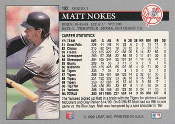 Matt Nokes  baseball card collectible - Main Image 2