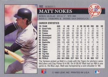 Matt Nokes  baseball card collectible - Main Image 2