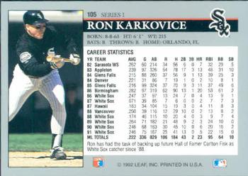 Ron Karkovice  baseball card collectible - Main Image 2