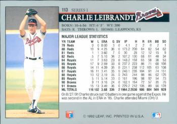 Charlie Leibrandt  baseball card collectible - Main Image 2