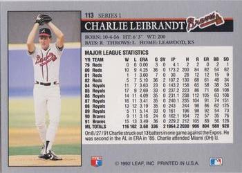Charlie Leibrandt  baseball card collectible - Main Image 2