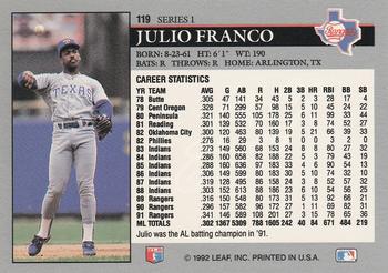 Julio Franco  baseball card collectible - Main Image 2