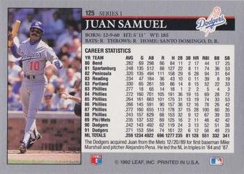 Juan Samuel  baseball card collectible - Main Image 2