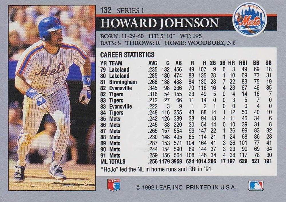 Howard Johnson  baseball card collectible - Main Image 2
