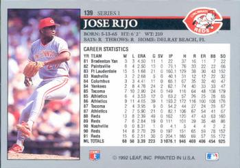 Jose Rijo  baseball card collectible - Main Image 2