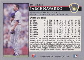 Jaime Navarro  baseball card collectible - Main Image 2