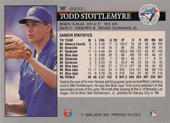 Todd Stottlemyre  baseball card collectible - Main Image 2