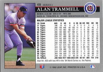 Alan Trammell  baseball card collectible - Main Image 2