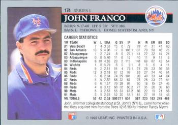 John Franco  baseball card collectible - Main Image 2