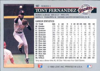 Tony Fernandez  baseball card collectible - Main Image 2