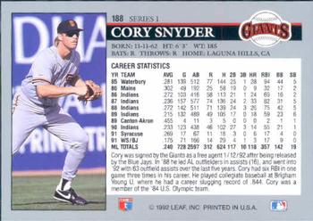 Cory Snyder  baseball card collectible - Main Image 2