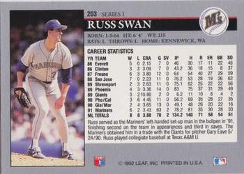 Russ Swan  baseball card collectible - Main Image 2