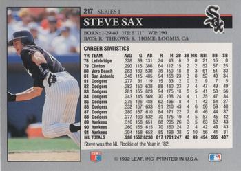 Steve Sax  baseball card collectible - Main Image 2