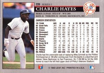Charlie Hayes  baseball card collectible - Main Image 2