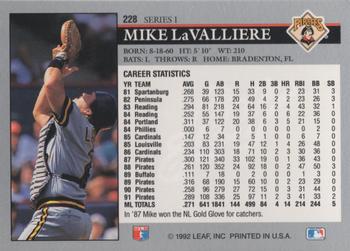 Mike LaValliere  baseball card collectible - Main Image 2