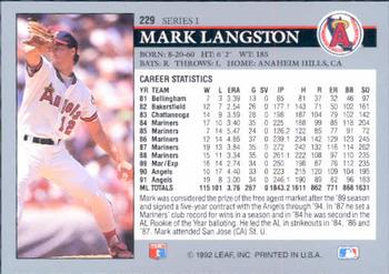 Mark Langston  baseball card collectible - Main Image 2