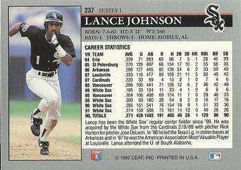 Lance Johnson  baseball card collectible - Main Image 2