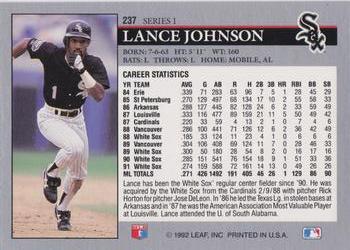 Lance Johnson  baseball card collectible - Main Image 2
