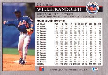 Willie Randolph  baseball card collectible - Main Image 2