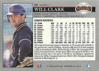 Will Clark  baseball card collectible - Main Image 2