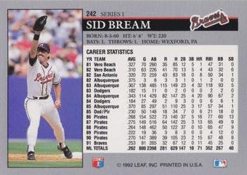 Sid Bream  baseball card collectible - Main Image 2
