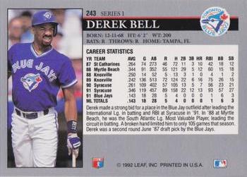 Derek Bell  baseball card collectible - Main Image 2