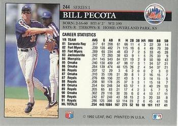 Bill Pecota  baseball card collectible - Main Image 2