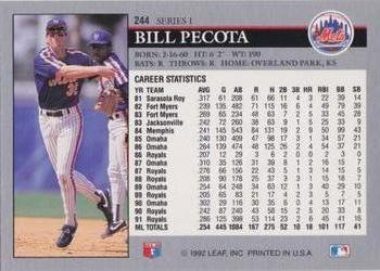 Bill Pecota  baseball card collectible - Main Image 2