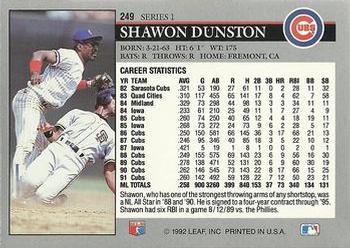 Shawon Dunston  baseball card collectible - Main Image 2