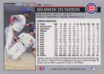 Shawon Dunston  baseball card collectible - Main Image 2