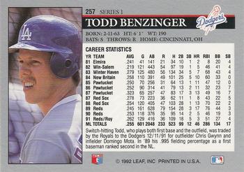 Todd Benzinger  baseball card collectible - Main Image 2