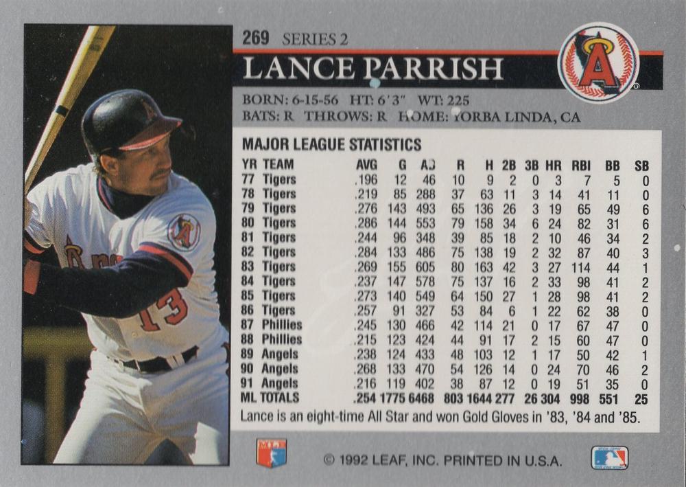Lance Parrish  baseball card collectible - Main Image 2