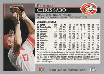 Chris Sabo  baseball card collectible - Main Image 2