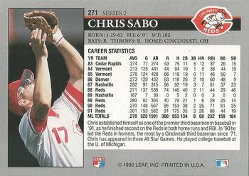 Chris Sabo  baseball card collectible - Main Image 2