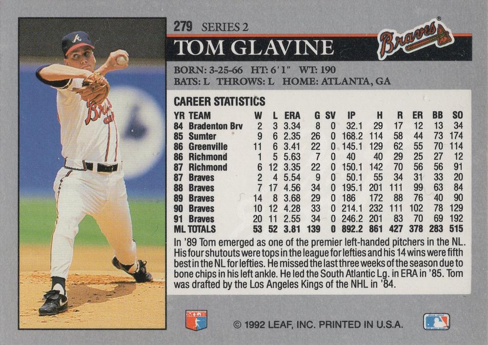 Tom Glavine  baseball card collectible - Main Image 2