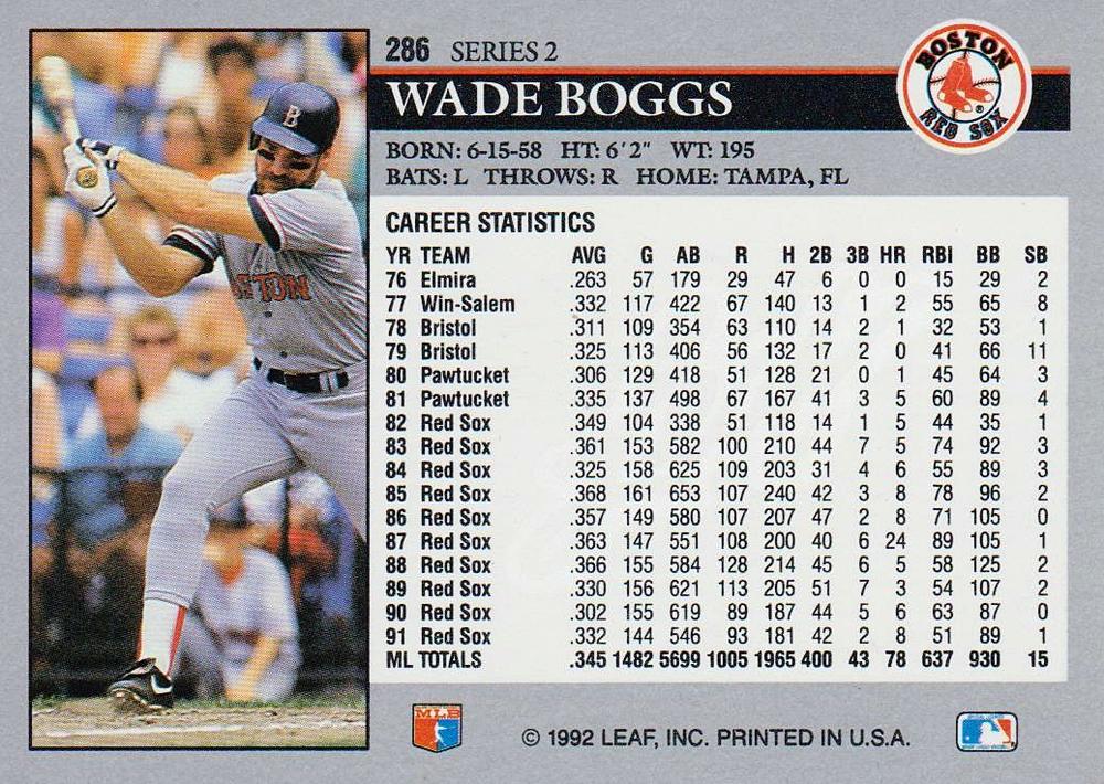 Wade Boggs  baseball card collectible - Main Image 2