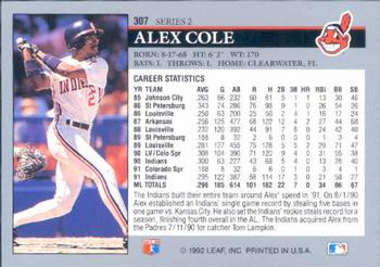 Alex Cole  baseball card collectible - Main Image 2
