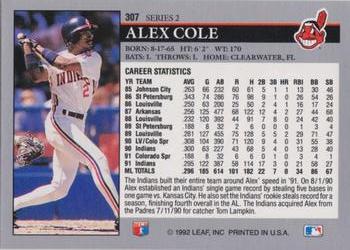 Alex Cole  baseball card collectible - Main Image 2
