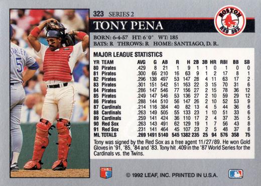 Tony Pena  baseball card collectible - Main Image 2