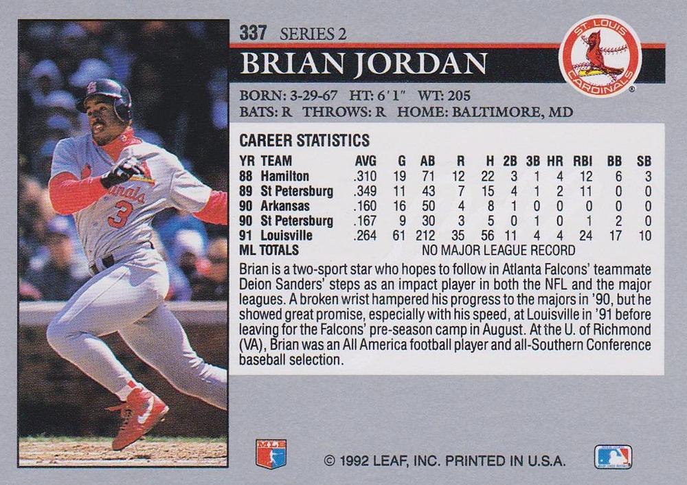 Brian Jordan  baseball card collectible - Main Image 2