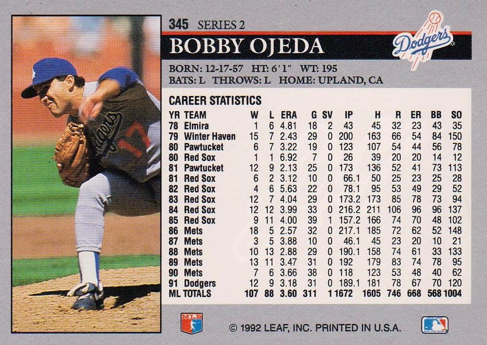 Bobby Ojeda  baseball card collectible - Main Image 2