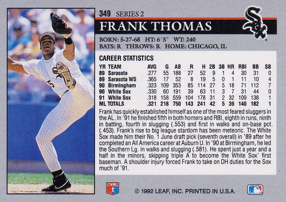 Frank Thomas  baseball card collectible - Main Image 2
